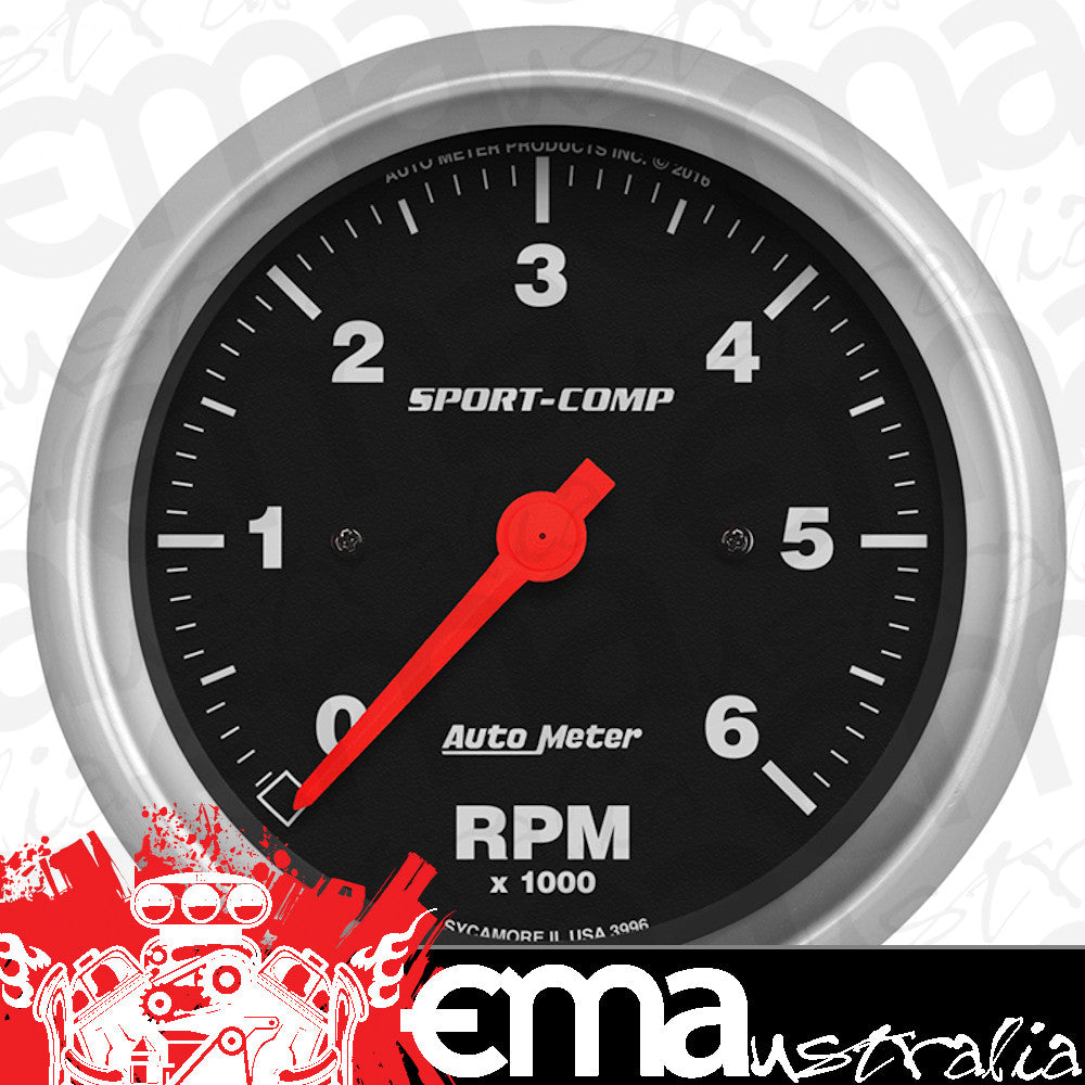 AutoMeter AU3996 Sport-Comp 3-3/8" Tachometer In-Dash 0-6,000 RPM