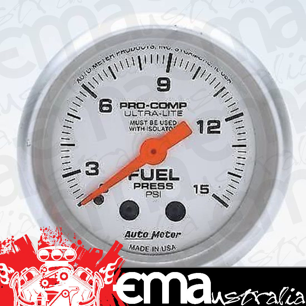 AutoMeter 4311 2-1/16" FUEL PRESSURE, 0-15 PSI, ULTRA-LITE