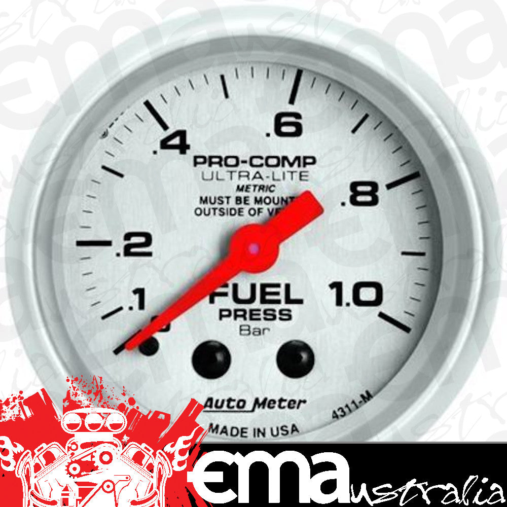 AutoMeter AU4311M Ultra-Lite Fuel Pressure 0-1 Bar 2-1/16" Analog Mech