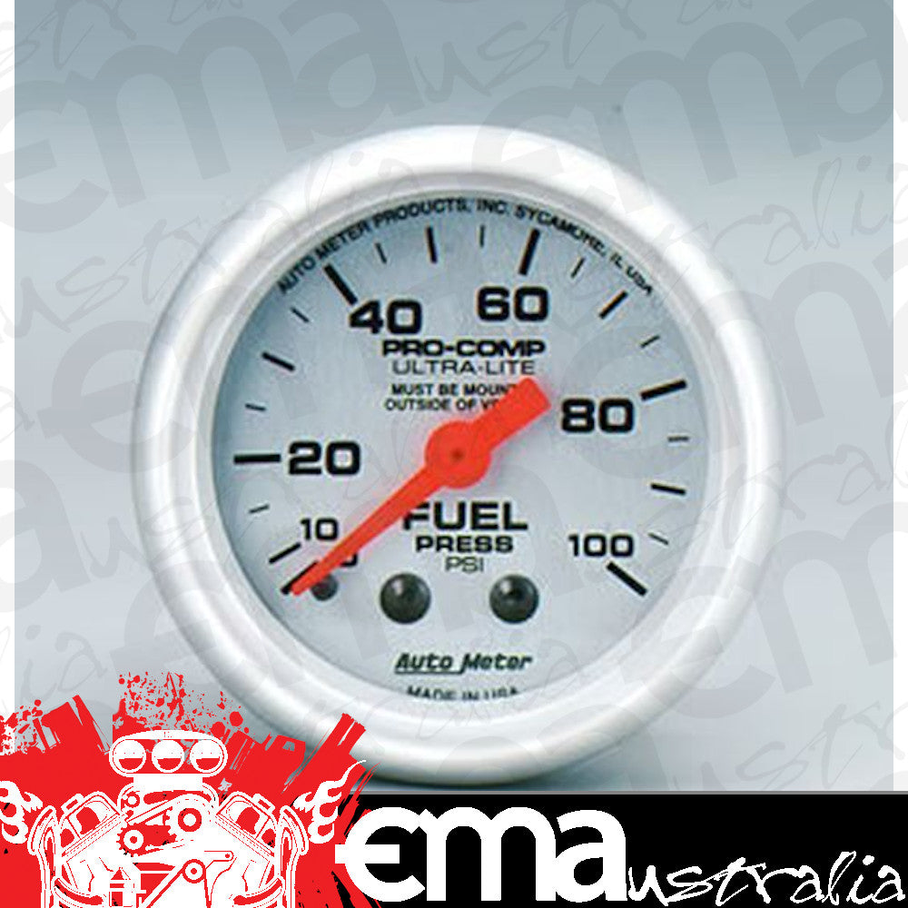 AutoMeter AU4312 Ultra-Lite 2-1/16" Mech Fuel Pressure Gauge 0-100 PSI