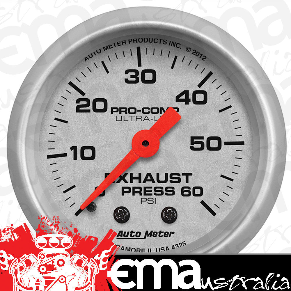 AutoMeter 4325 2-1/16" EXHAUST PRESSURE, 0-60 PSI, ULTRA-LITE