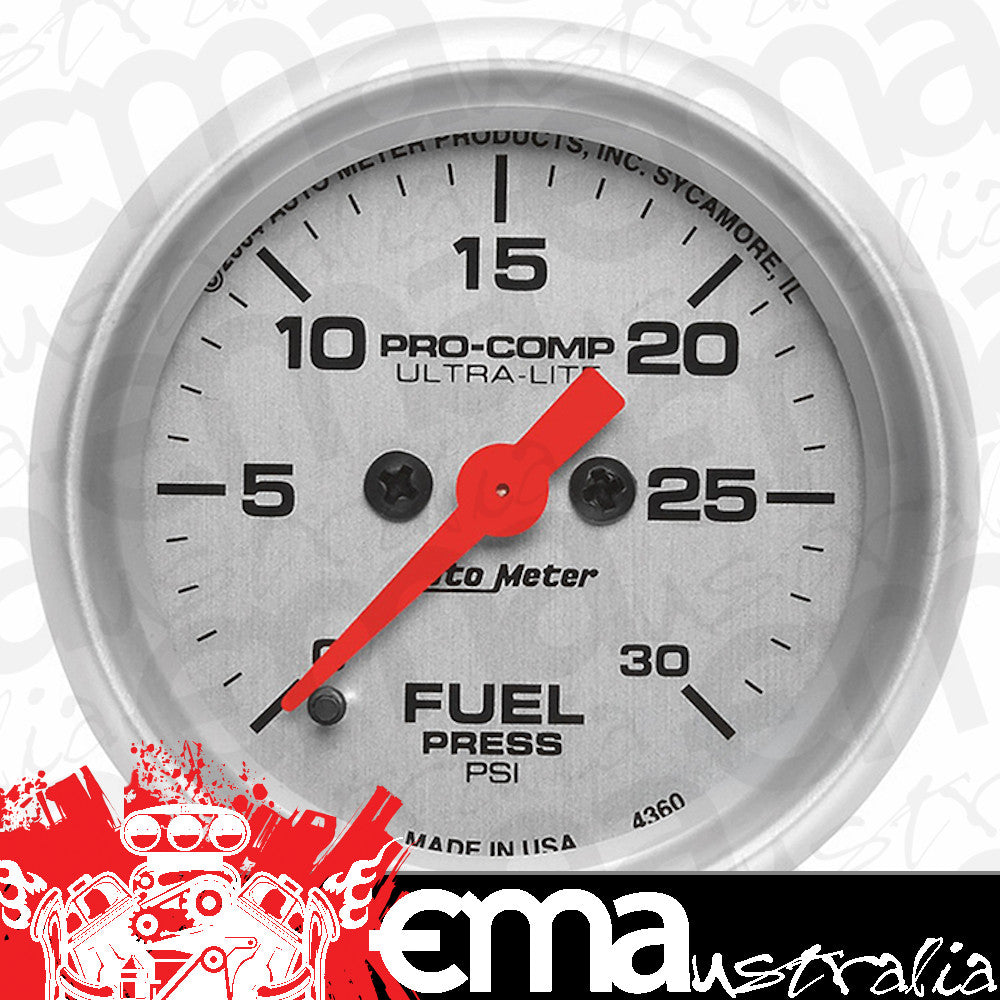 AutoMeter AU4360 Ultra-Lite Fuel Pressure Gauge 2-1/16" Full Sweep Elec 0-30 PSI