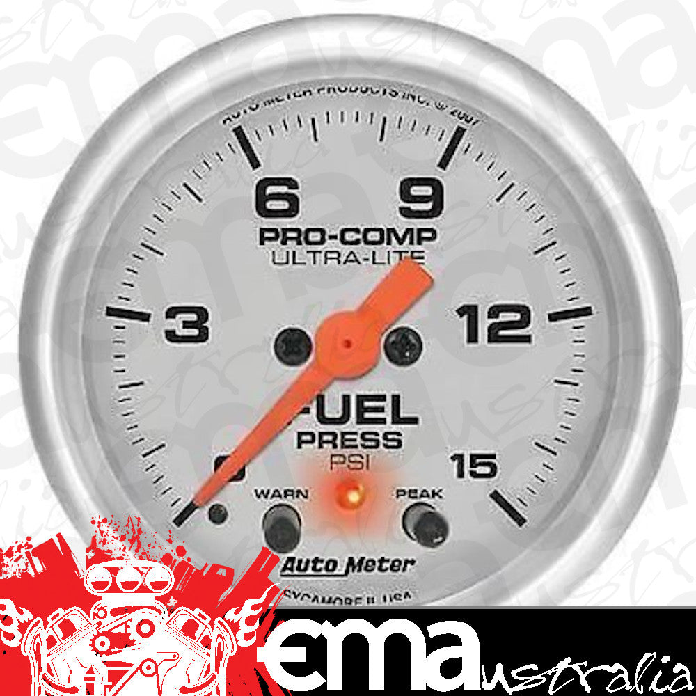 AutoMeter AU4367 Ultra-Lite 2-1/16" Elec Fuel Pressure Gauge 0-15 PSI