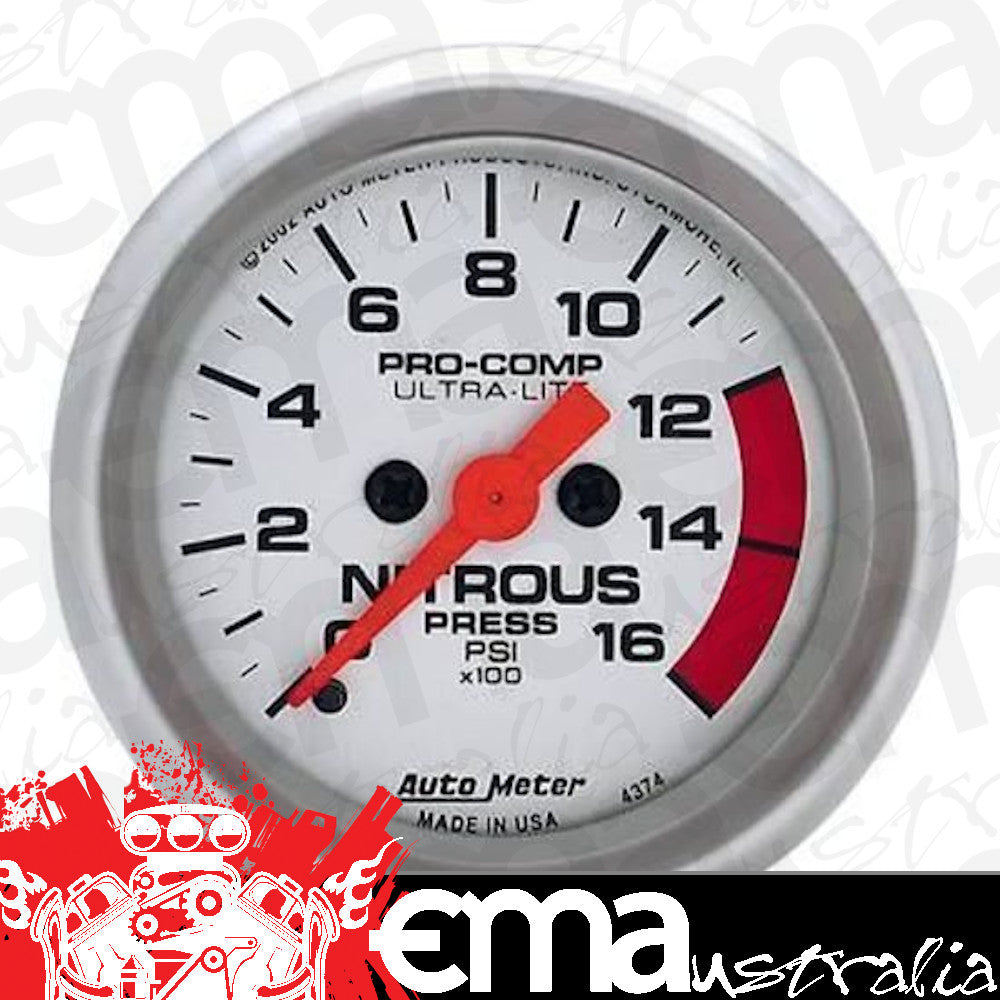 AutoMeter 4374 2-1/16" NITROUS PRESSURE, 0-1600 PSI, ULTRA-LITE