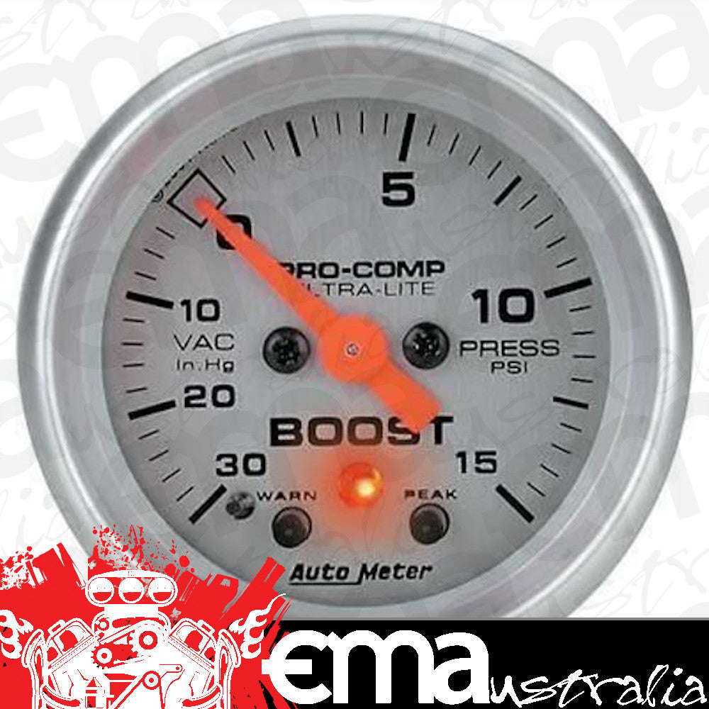 AutoMeter 4376 2-1/16" BOOST/VACUUM, 30 IN HG/15 PSI, ULTRA-LITE