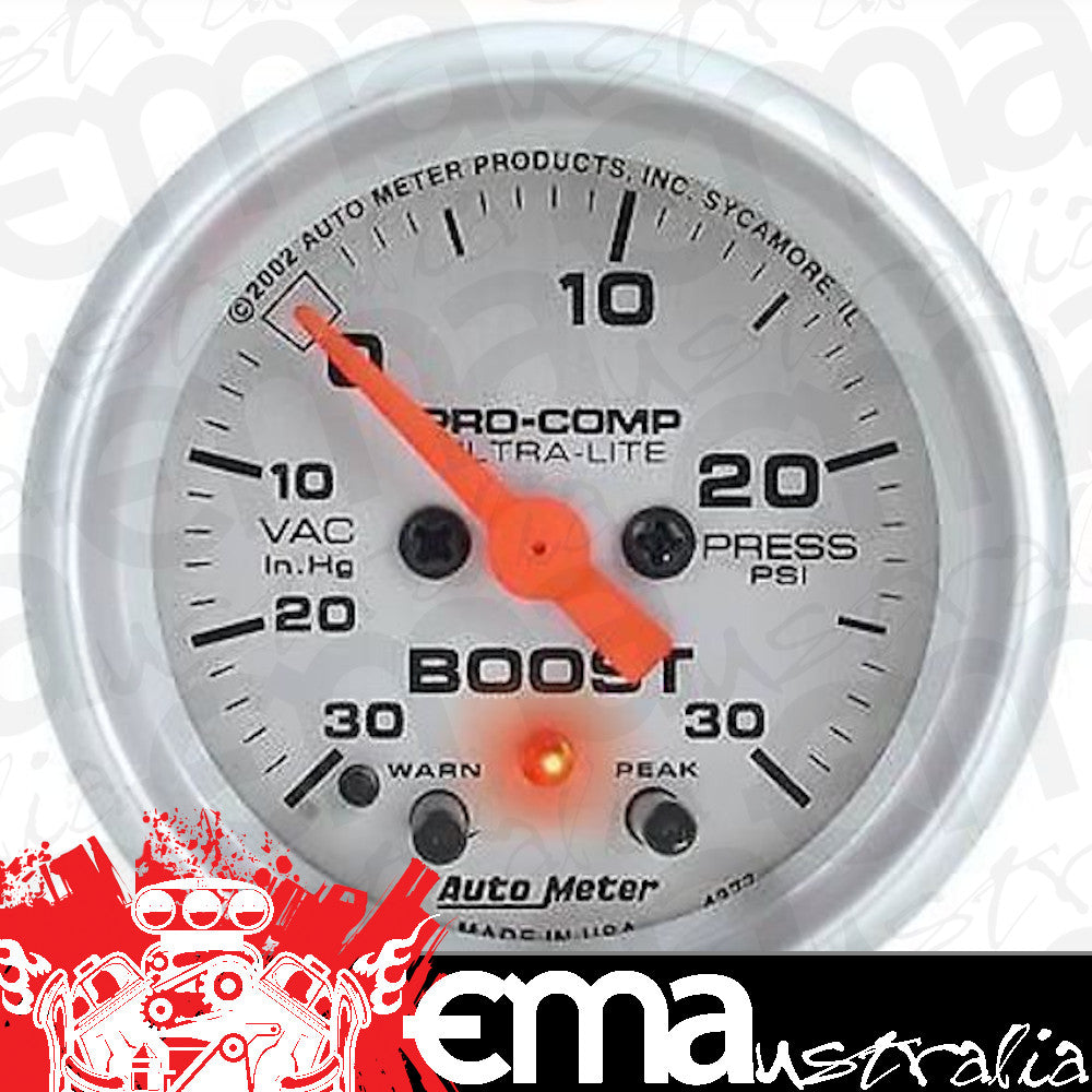 AutoMeter 4377 2-1/16" BOOST/VACUUM, 30 IN HG/30 PSI, ULTRA-LITE