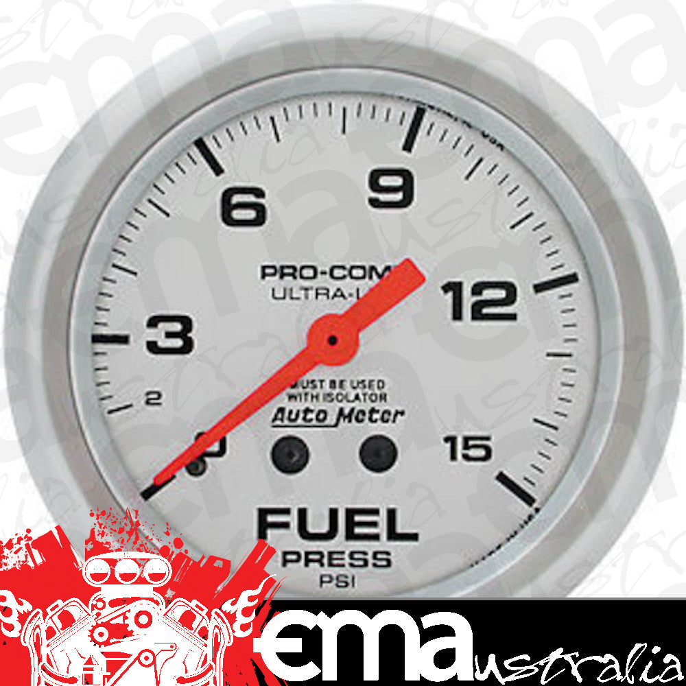 AutoMeter 4413 2-5/8" FUEL PRESSURE W/ ISOLATOR, 0-15 PSI, ULTRA-LITE