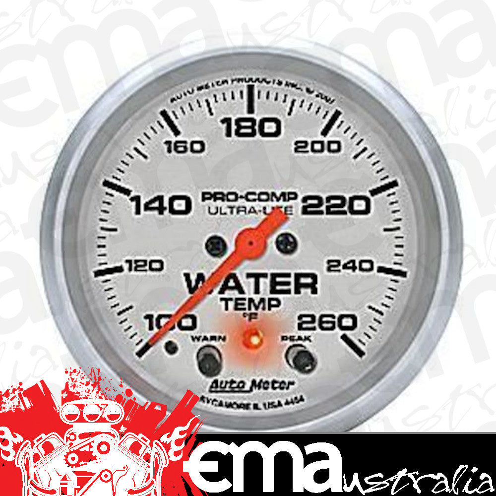AutoMeter AU4454 Ultra-Lite 2-5/8" Elec Programmable Water Temp Gauge 100-260¶øF