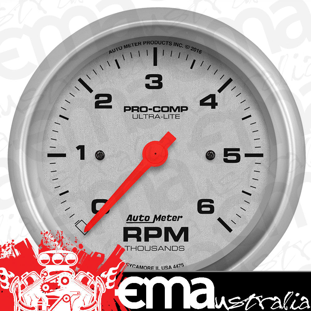 AutoMeter 4475 3-3/8" IN-DASH TACHOMETER, 0-6,000 RPM, ULTRA-LITE