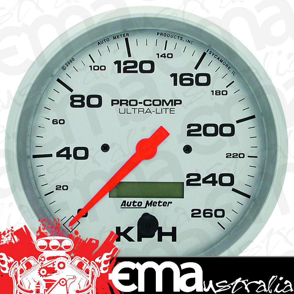 AutoMeter 4489-M GAUGE, SPEEDOMETER, 5", 260KM/H, ELEC. PROG. W/ LCD ODO, ULTRA-LITE