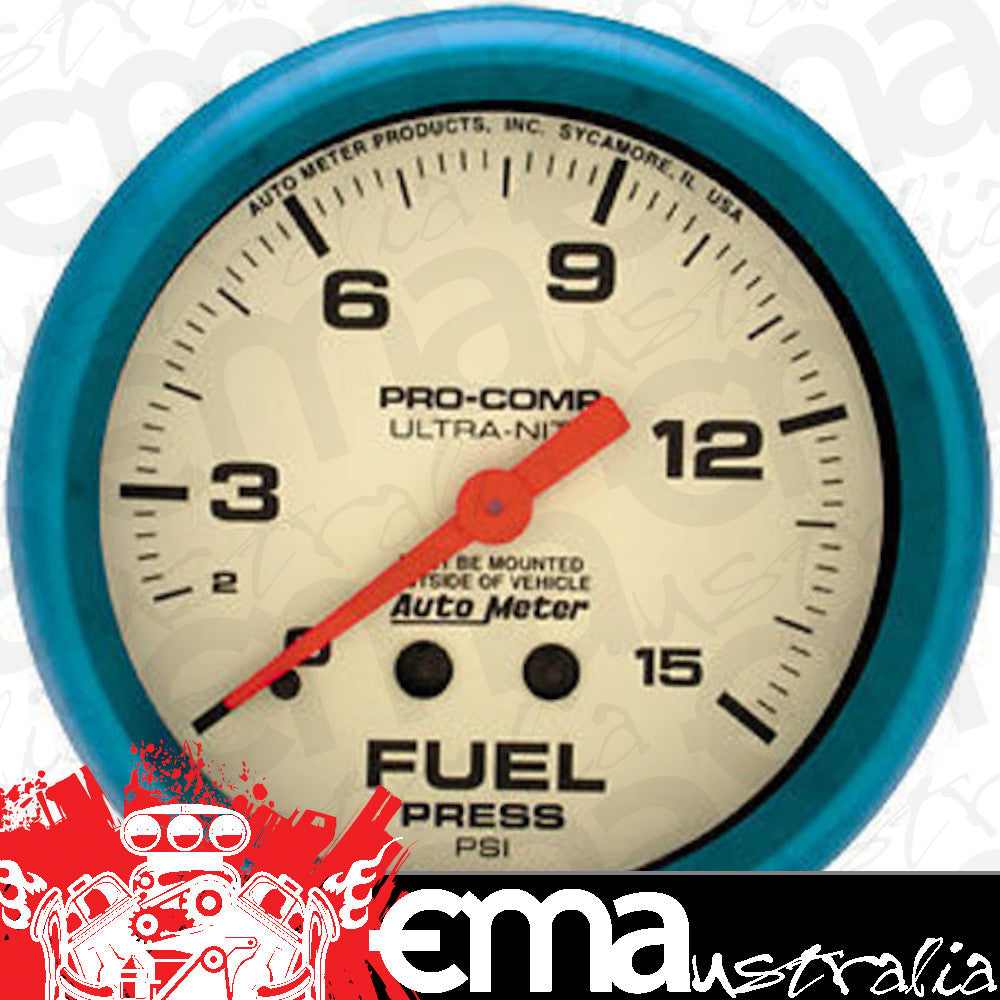 AutoMeter AU4511 Ultra-Nite 2-5/8" Mech Fuel Pressure Gauge 0-15 PSI