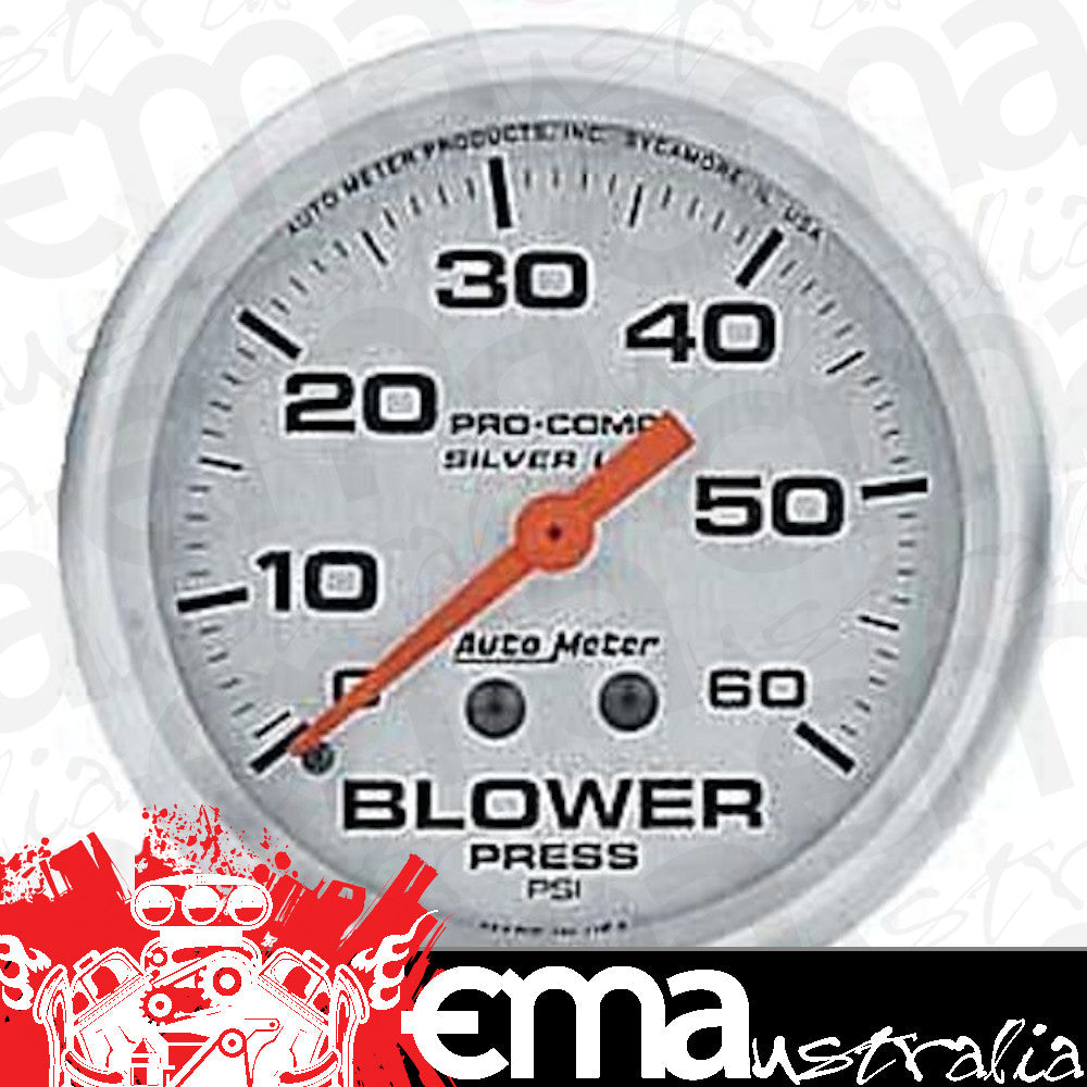 AutoMeter AU4602 Pro-Comp Silver 2-5/8" Mech Blower Pressure Gauge 0-60 PSI