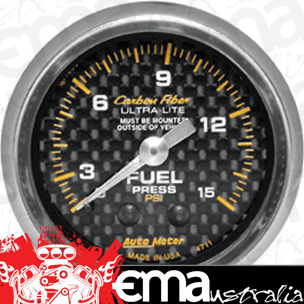 AutoMeter 4711 2-1/16" FUEL PRESSURE, 0-15 PSI, CARBON FIBER