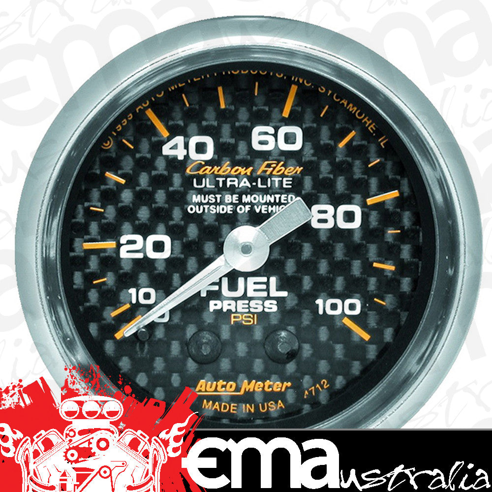 AutoMeter 4712 2-1/16" FUEL PRESSURE, 0-100 PSI, CARBON FIBER