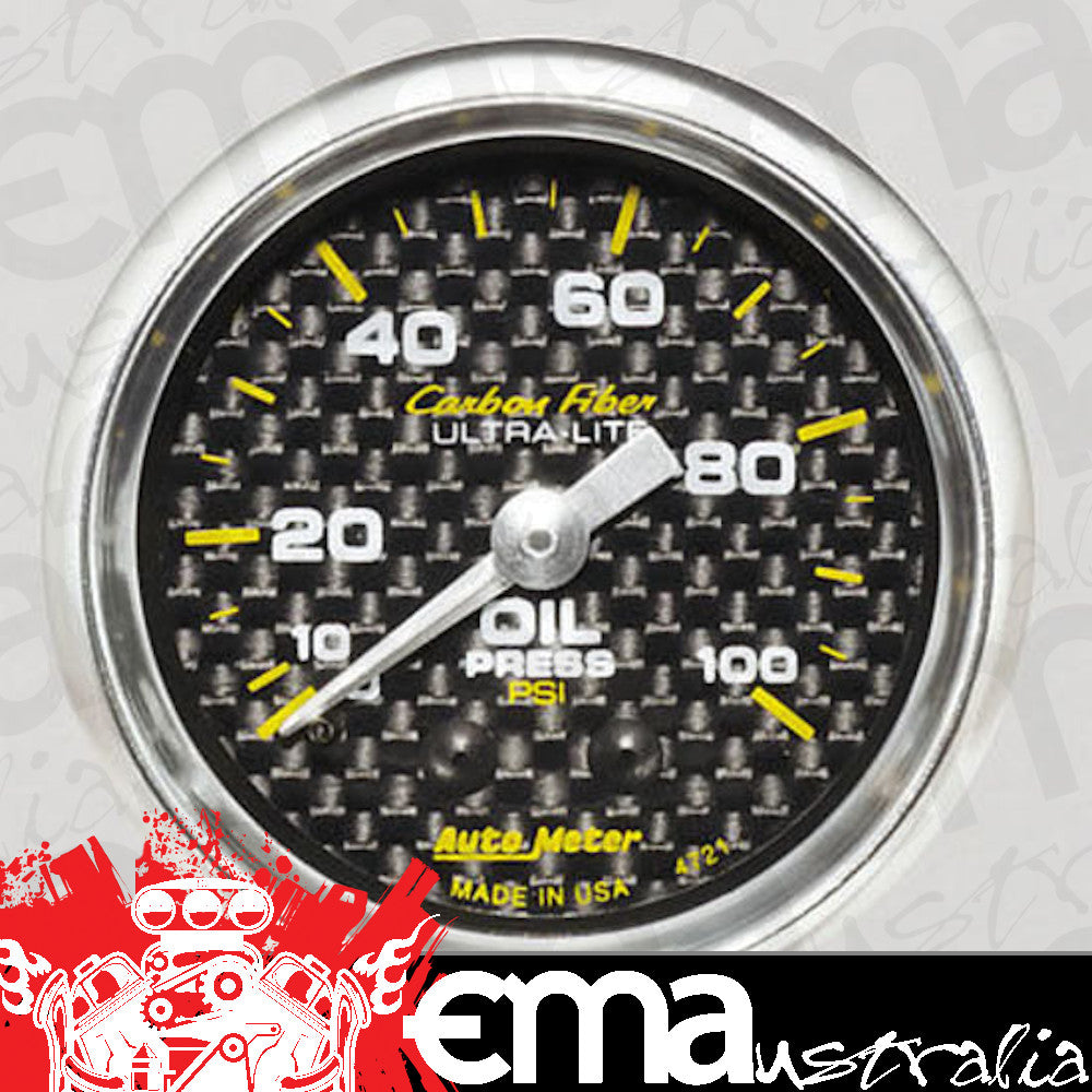 AutoMeter 4721 2-1/16" OIL PRESSURE, 0-100 PSI, CARBON FIBER