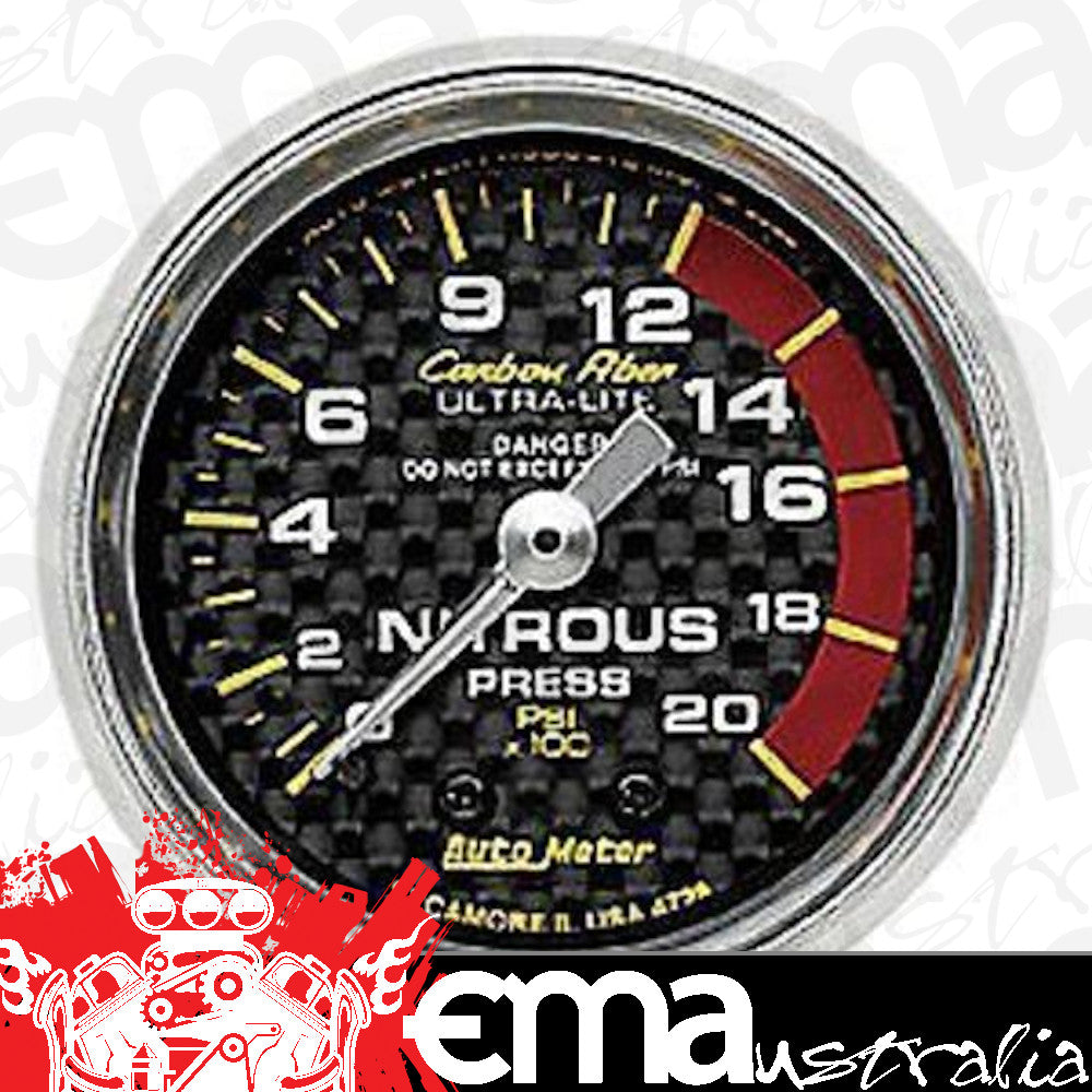 AutoMeter AU4728 Carbon Fiber 2-1/16" Mech Nitrous Pressure Gauge 0-2000 PSI