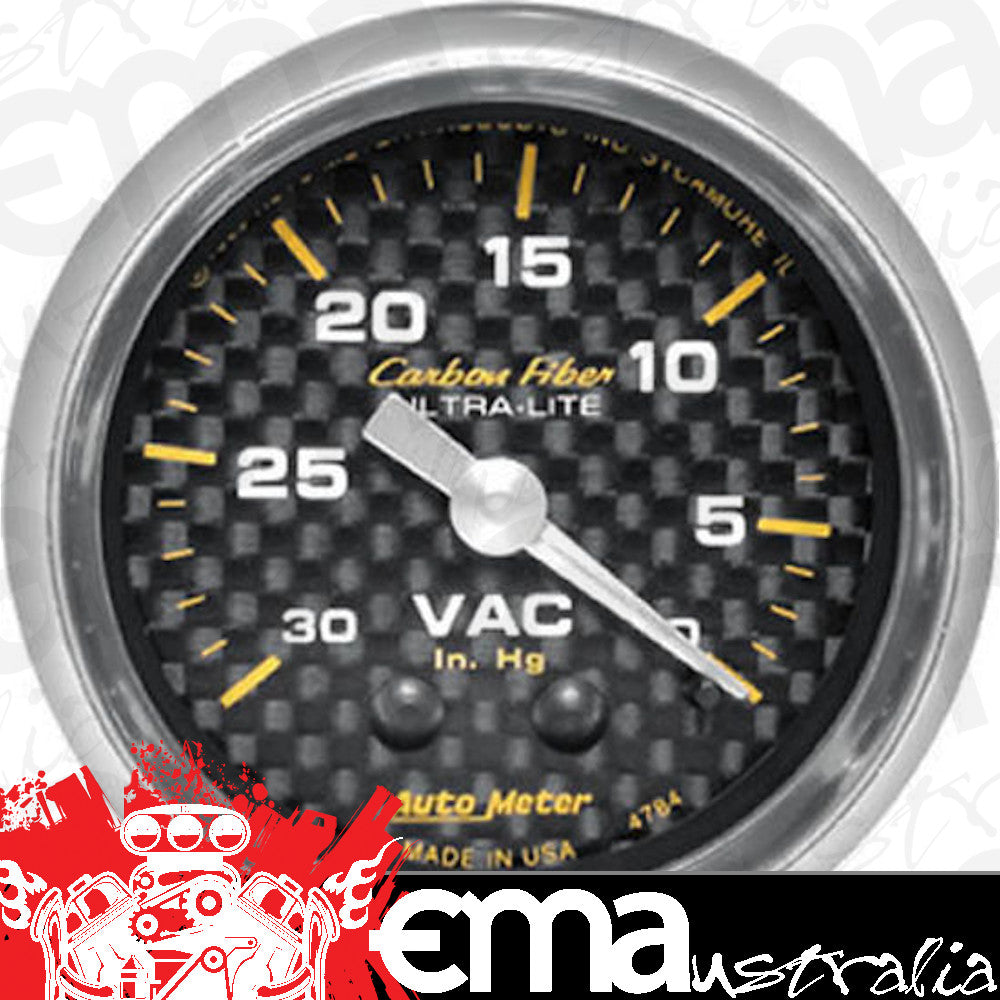 AutoMeter 4784 2-1/16" VACUUM, 0-30 IN HG, CARBON FIBER