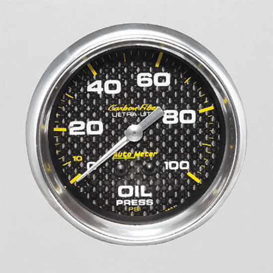 AutoMeter AU4821 Carbon Fiber 25/8" Mech Oil Pressure Gauge 0100 PSI