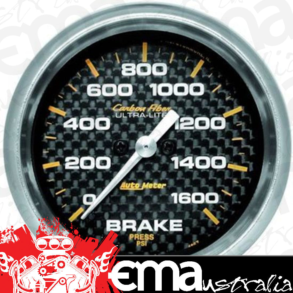 AutoMeter AU4867 Carbon Fiber Brake Pressure 0-1600 PSI 2 5/8 In. Analog Elecal