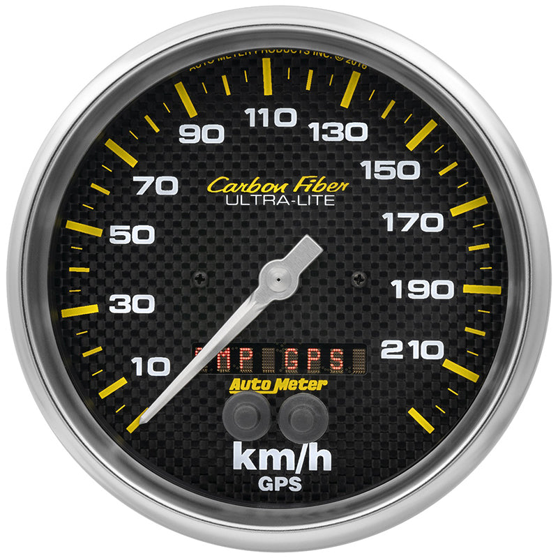 AutoMeter 4881-M GAUGE, SPEEDOMETER, 5", 225KM/H, GPS, CARBON FIBER