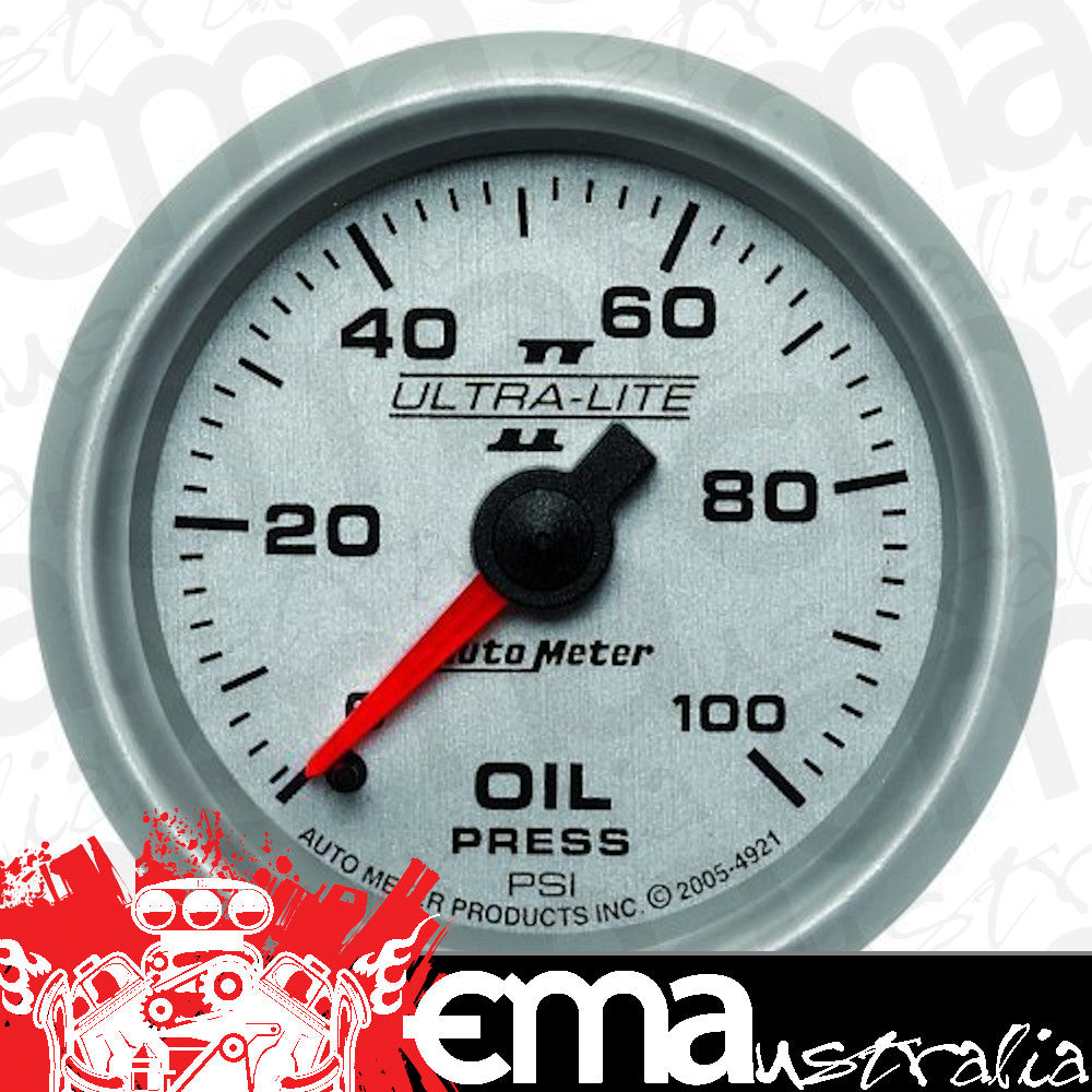 AutoMeter AU4921 Ultra-Lite II Oil Pressure Gauge 2-1/16" Full Sweep Mech 0-100 PSI