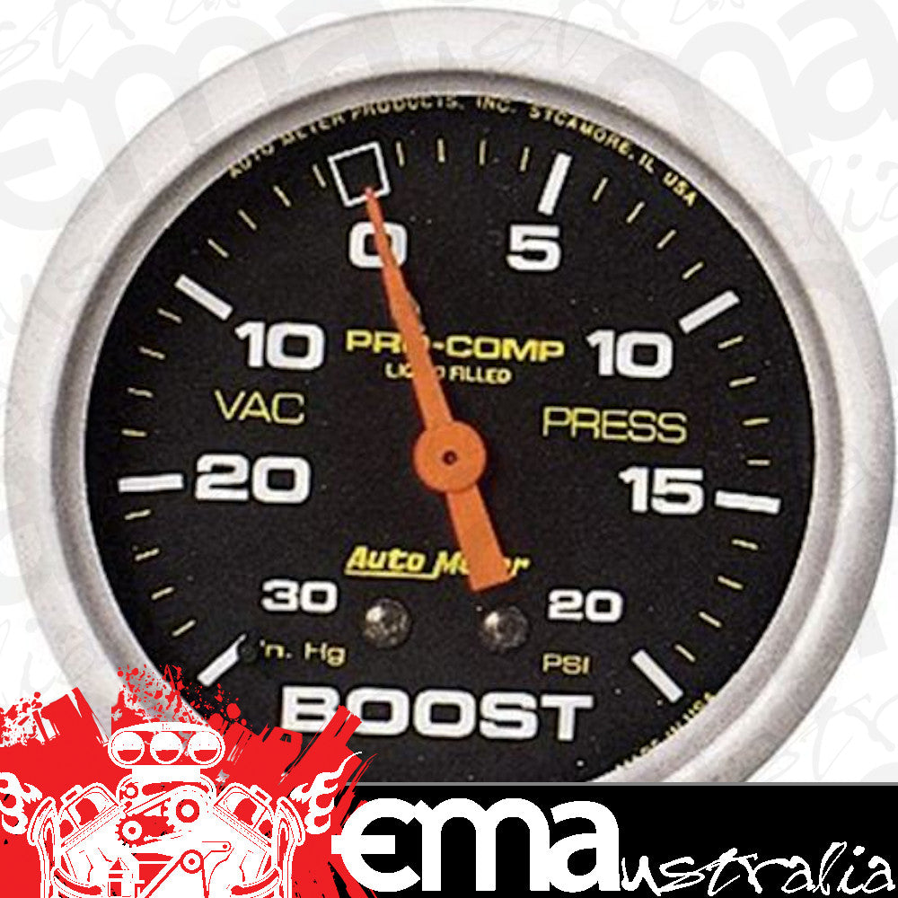 AutoMeter 5401 2-5/8" BOOST/VACUUM, 30 IN HG/20 PSI, LIQUID FILLED, PRO-COMP