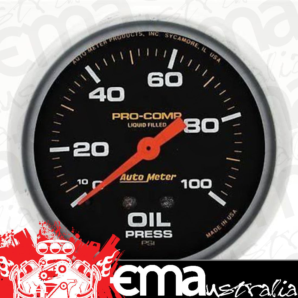 AutoMeter 5421 2-5/8" OIL PRESSURE, 0-100 PSI, LIQUID FILLED, PRO-COMP