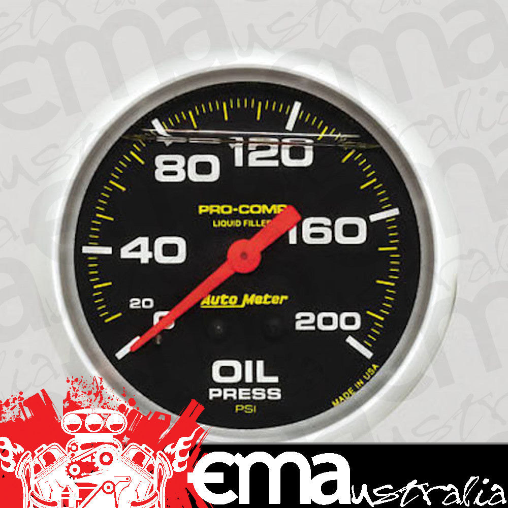 AutoMeter 5422 2-5/8" OIL PRESSURE, 0-200 PSI, LIQUID FILLED, PRO-COMP
