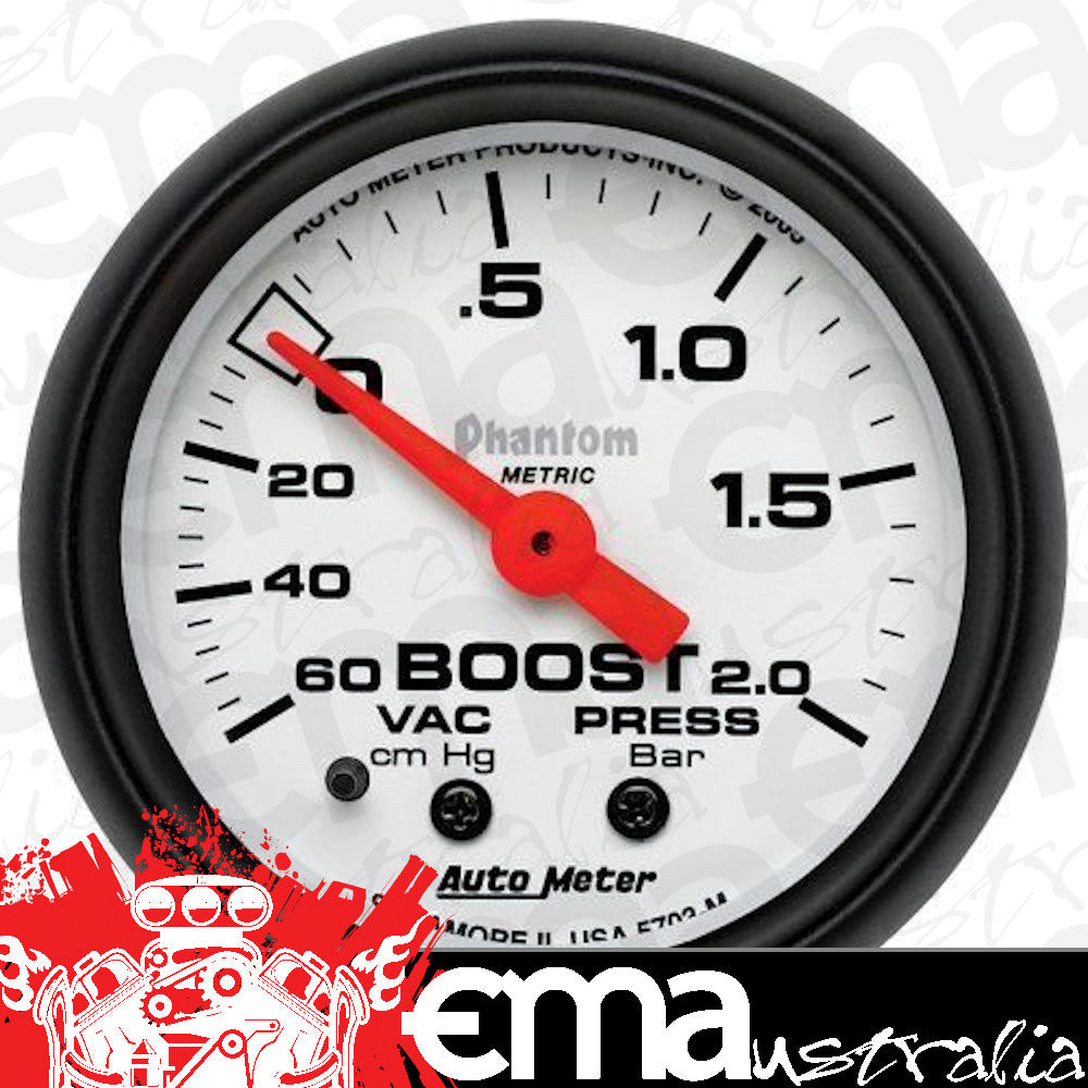AutoMeter AU5703-M Phantom 2-1/16" Mech Boost Vacuum Gauge 60 Cm.Hg - 2.0 Bar
