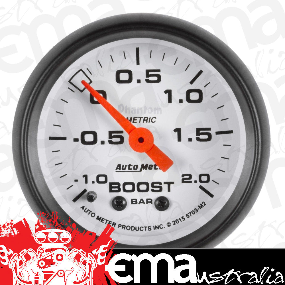 AutoMeter 5703-M2 GAUGE, VAC/BOOST, 2 1/16", -1 - +2 BAR, MECHANICAL, PHANTOM