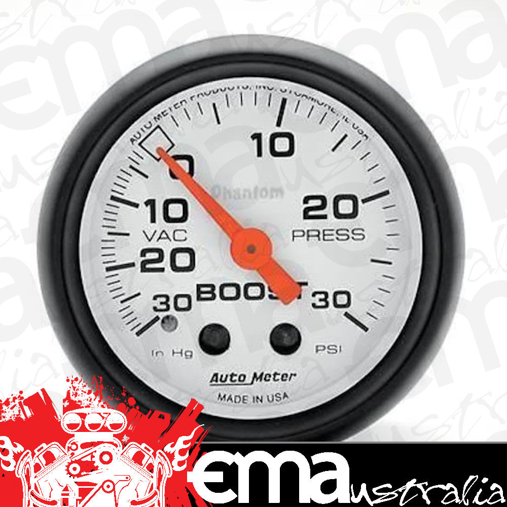 AutoMeter 5703 2-1/16" BOOST/VACUUM, 30 IN HG/30 PSI, PHANTOM
