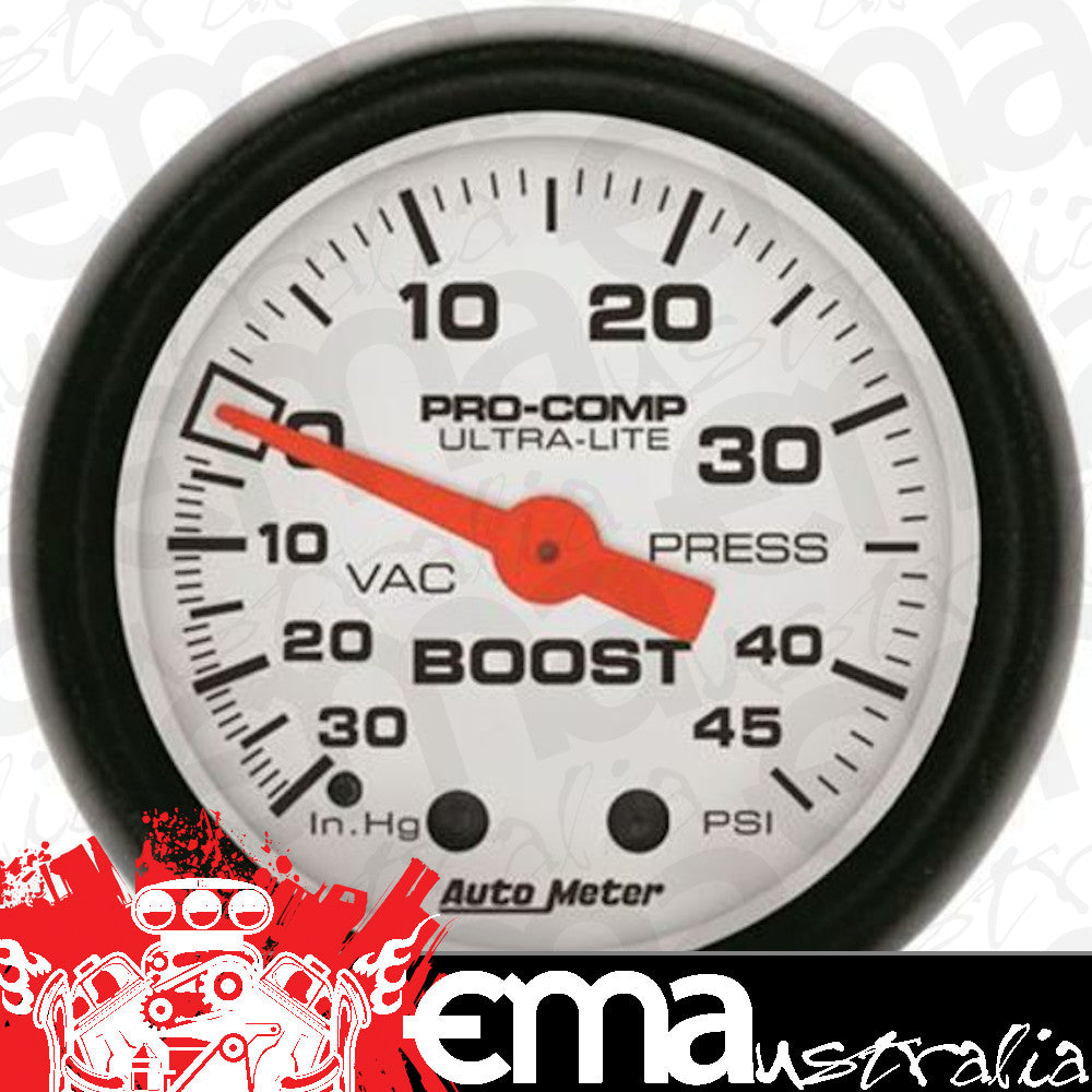 AutoMeter 5708 2-1/16" BOOST/VACUUM, 30 IN HG/45 PSI, PHANTOM