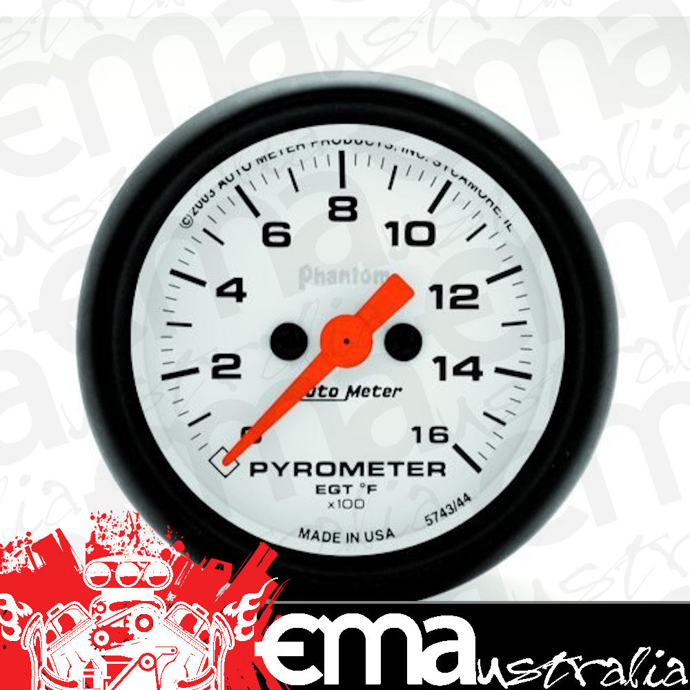 AutoMeter AU5743 Phantom Pyrometer Gauge 2-1/16" Full Sweep Elec 0-1600Ç÷F