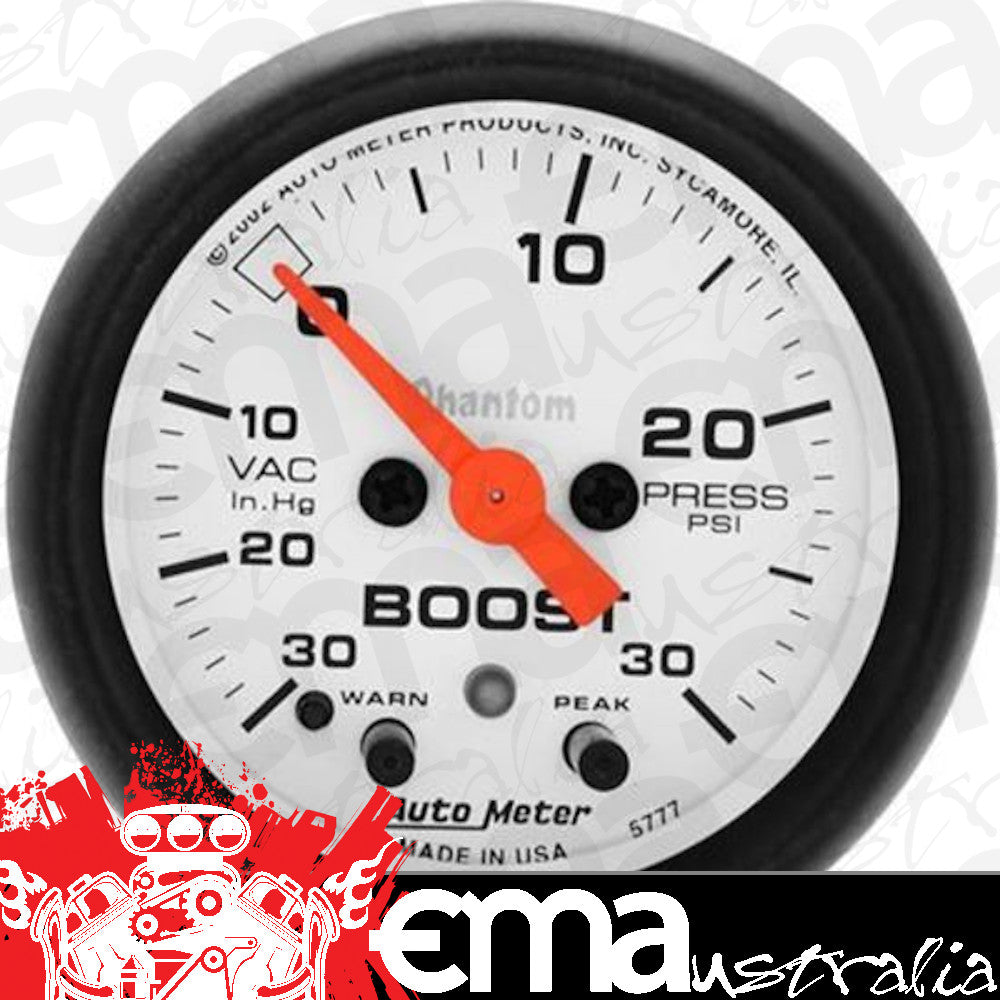 AutoMeter 5777 2-1/16" BOOST/VACUUM, 30 IN HG/30 PSI, PHANTOM