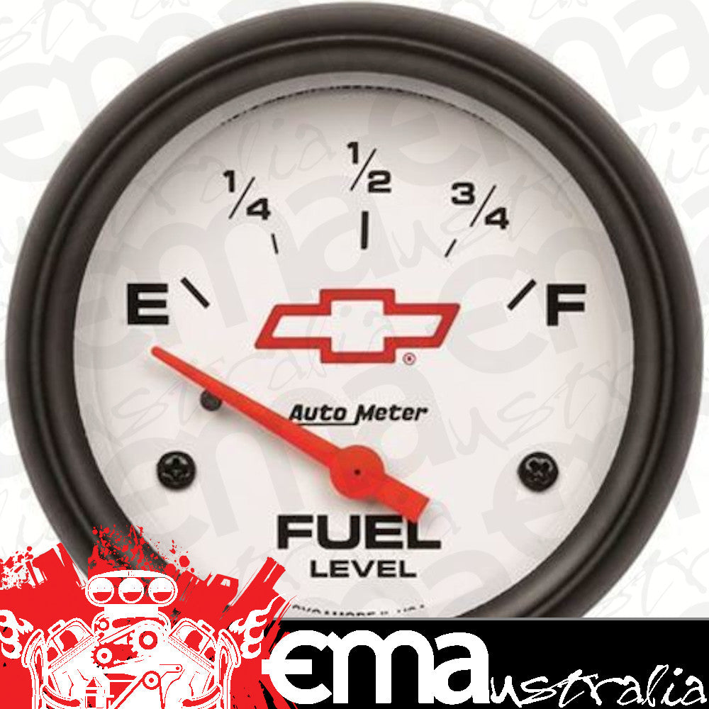 AutoMeter AU5814-00406 Chev Bow-Tie Fuel Level Gauge 2-5/8" White Dial Short Sweep Elec 0-90 OHMS