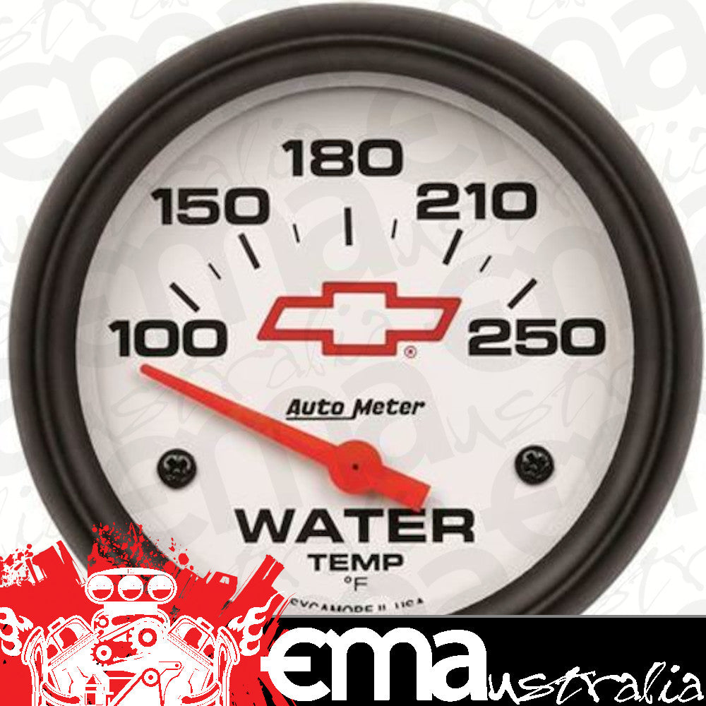 AutoMeter 5837-00406 GAUGE, WATER TEMP, 2 5/8", 100-250?F, ELECTRIC, CHEVY RED BOWTIE, WHITE