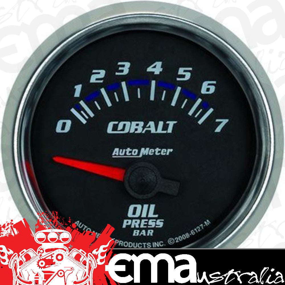 AutoMeter AU6127M Cobalt Oil Pressure 0-7 Bar Range 2-1/16" Analog Elecal Black Face Sending Unit