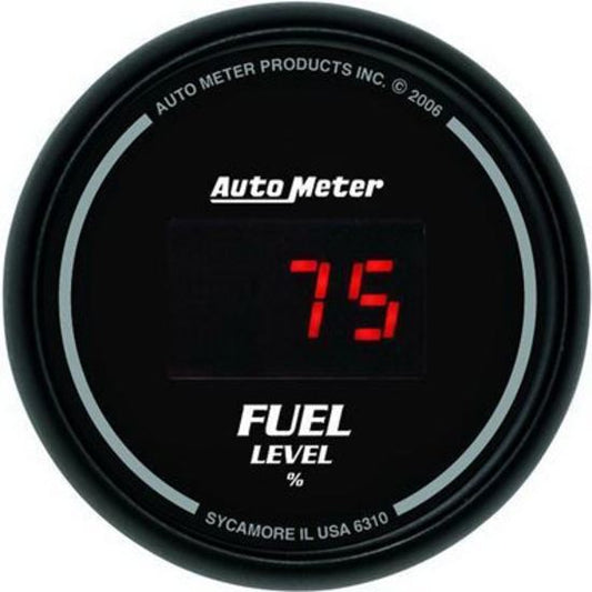AutoMeter AU6310 Sport-Comp Digital Fuel Level Gauge In-Dash 2-1/16" 0-280 OHMS