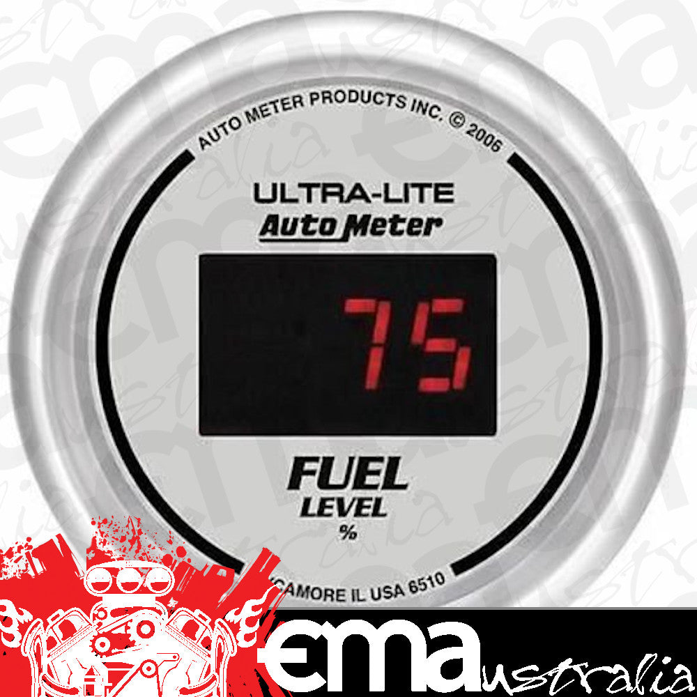 AutoMeter 6510 2-1/16" FUEL LEVEL, PROGRAMMABLE 0-280 Ohm, DIG. SILVER