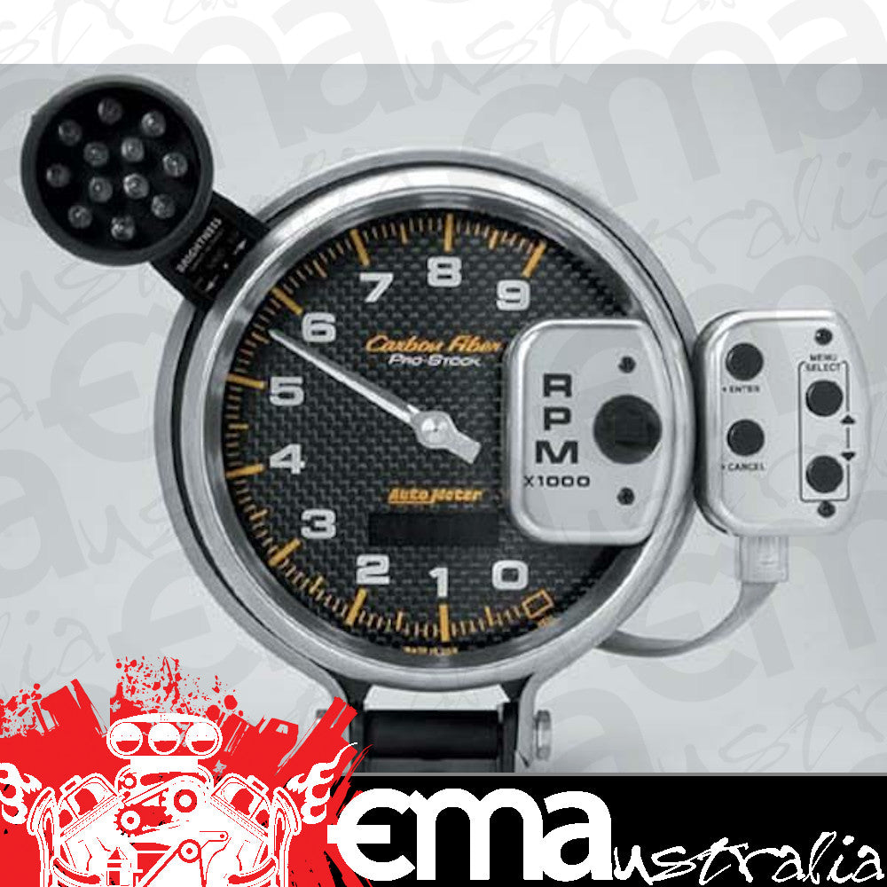 AutoMeter AU6835 Carbon Fiber 5" Memory Tachometer 0-9000RPM W/Shift Light