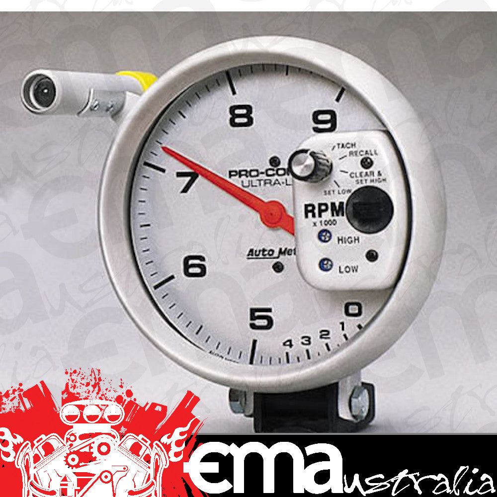 AutoMeter AU6854 Ultra-Lite 5" Tachometer 0-9000 RPM Dual Range Memory Shift Lite