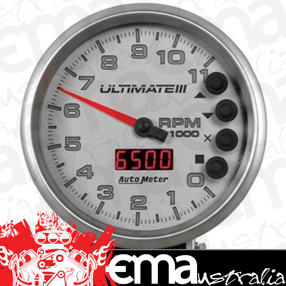 AutoMeter 6886 5" TACHOMETER, 0-11,000 RPM, PEDESTAL, ULTIMATE III PLAYBACK, SILVER