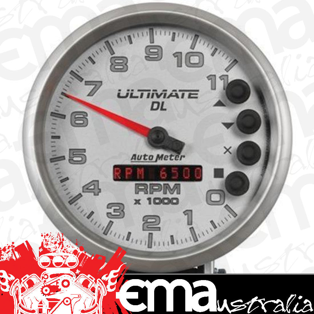 AutoMeter AU6895 Ultimate Dl Tachometer 0-11000 RPM 5 In. Diameter Silver Face Analog Elecal
