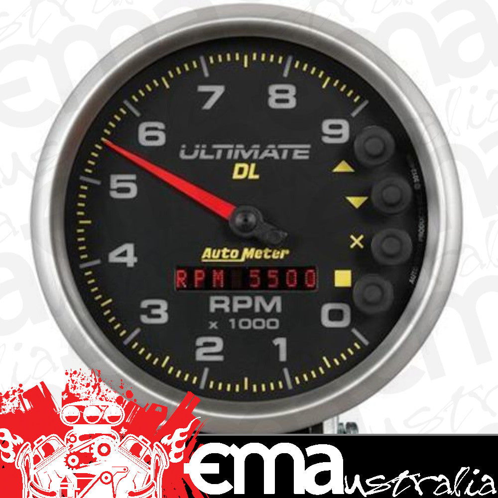 AutoMeter AU6896 Ultimate Dl Tachometer 0-9000 RPM 5 In. Diameter Black Face Analog Elecal