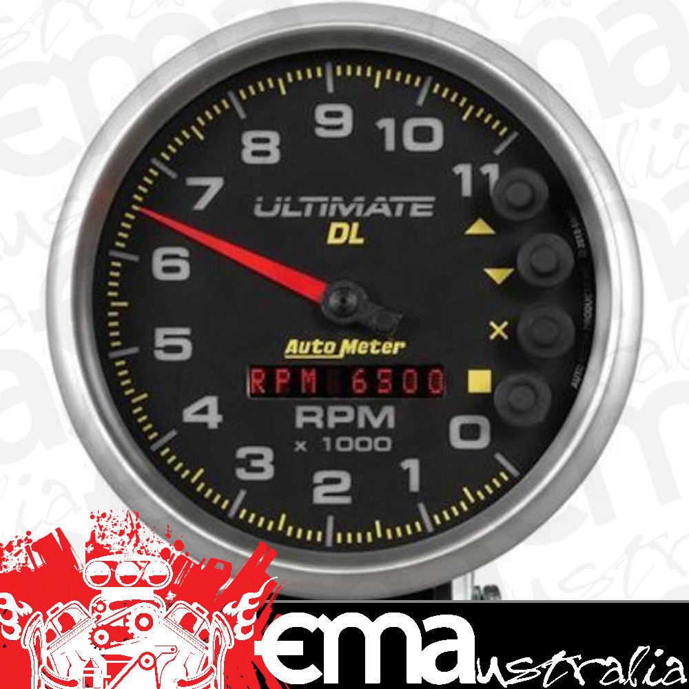 AutoMeter AU6897 Ultimate Dl Tachometer 0-11000 RPM 5 In. Diameter Black Face Analog Elecal