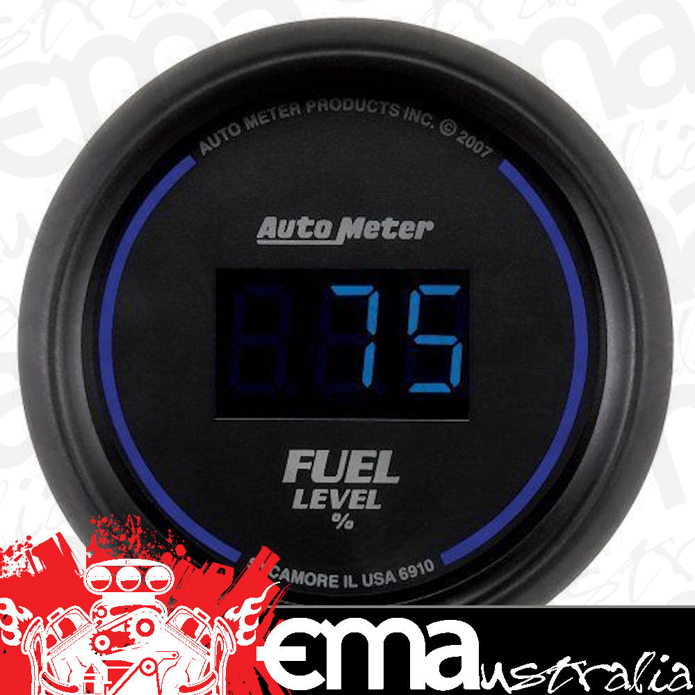 AutoMeter 6910 2-1/16" FUEL LEVEL, PROGRAMMABLE 0-280 Ohm, DIGITAL BLACK
