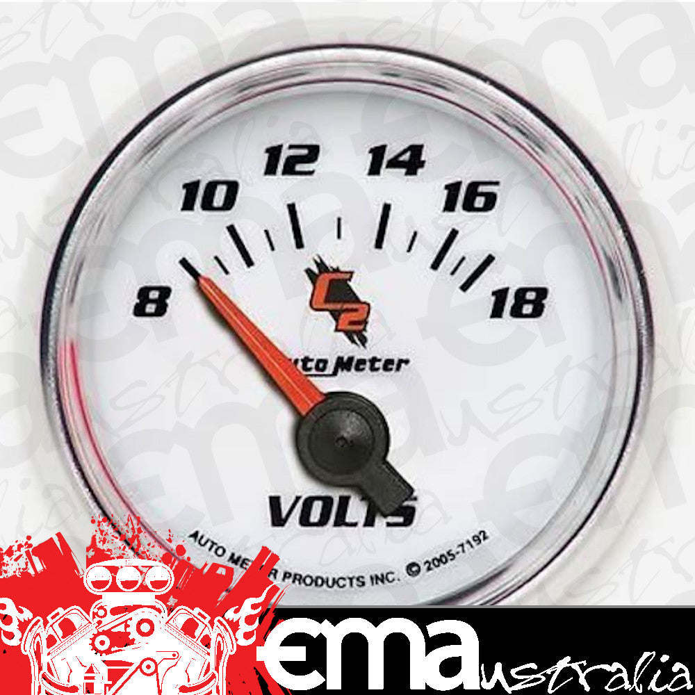 AutoMeter AU7192 C2 2-1/16" Elec Voltmeter Gauge 8-18 Volts Short Sweep