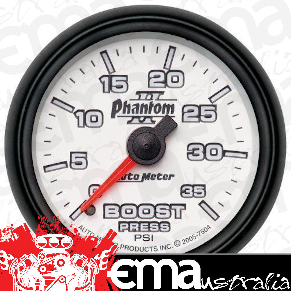 AutoMeter AU7504 Phantom II 2-1/16" Mech Boost Pressure Gauge 0-35 PSI