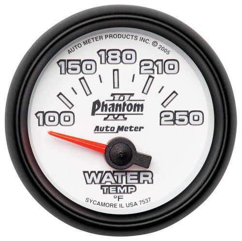 AutoMeter AU7537 Phantom II Water Temperature Gauge 2-1/16" Short Sweep Elec 100-250¶øF