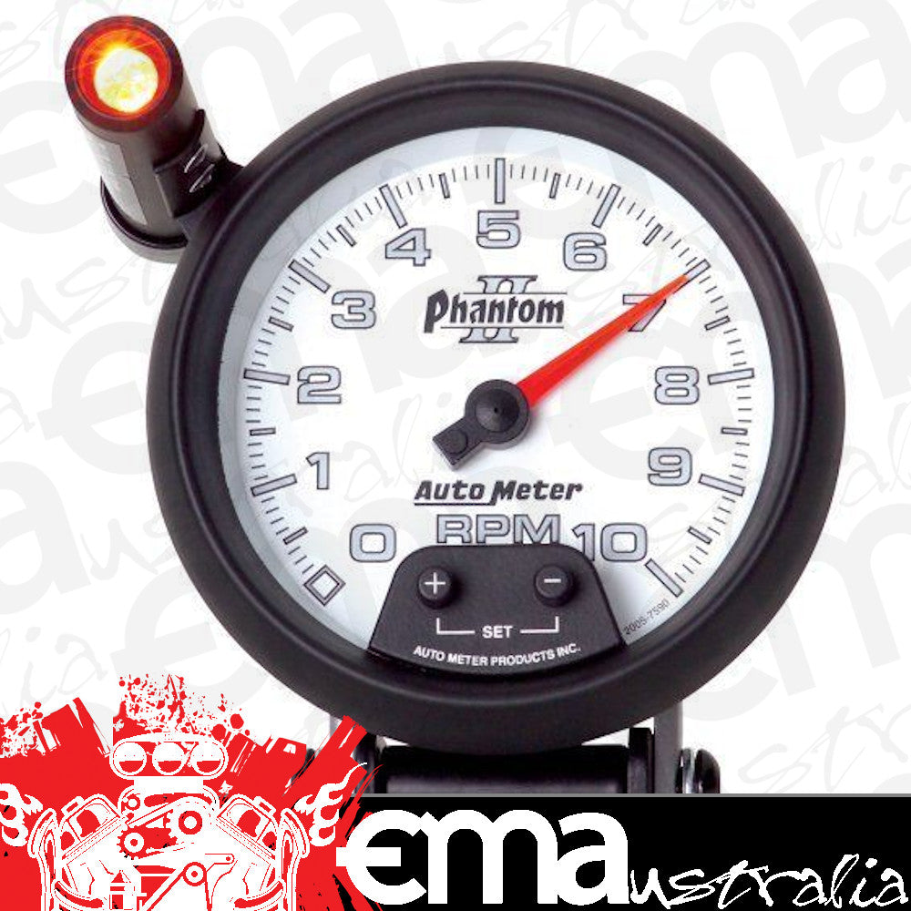 AutoMeter AU7590 Phantom II 3-3/4" Mini-Monster Tacho 0-10000RPM W/Shift Light